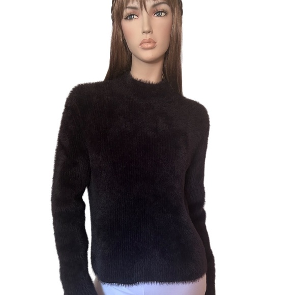 Banana Republic Sweater Mock Neck Nylon Cotton Blend Fuzzy Super Soft Pullover - Picture 2 of 14